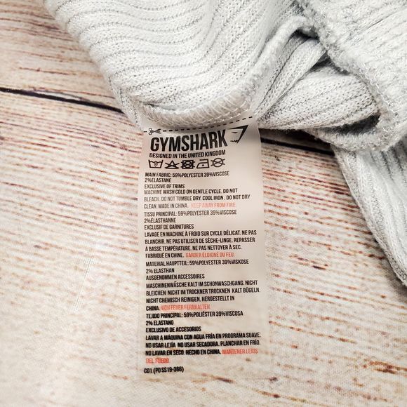 Gymshark Cropped Pullover Sweatshirt Top Women's Size M Gray Ribbed Long… - Picture 8 of 8